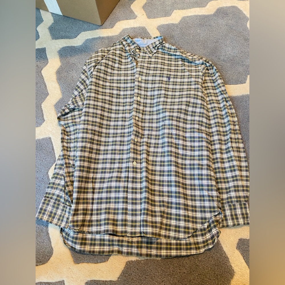 Ralph Lauren Navy Green and Yellow Checkered Shirt